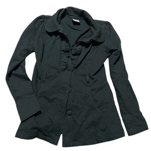 Vintage Y2K 2000s Victorian style Black Women's Blazer Lace Lapel Size Large